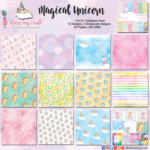 Dress My Craft 12"x 12" Collection Pack- 24 sheets Magical Unicorns