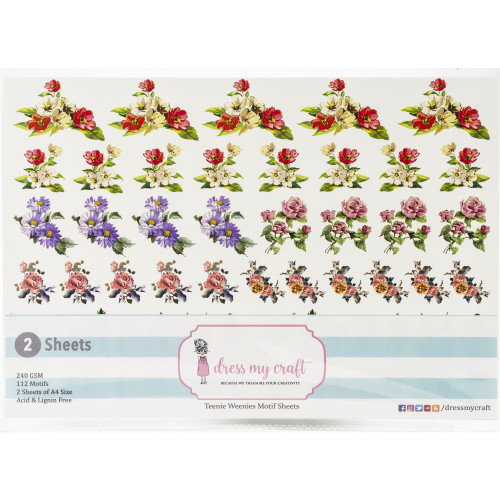 Dress My Craft Teenie Weenies Motif Sheets- 2, A4 sheets- 112 Motifs