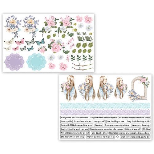 Dress My Craft Floral Symphony Motif Sheets- 2, A4 sheets- 83 Motifs