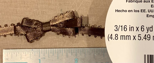 Offray Satin - 3/16" x 6yd Ribbon - BROWN FEATHERED EDGE