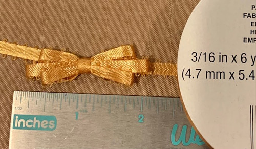 Offray Satin - 3/16" x 6yd Ribbon -OLD GOLD FEATHERED EDGE