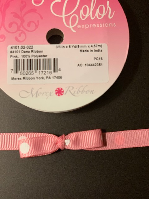 Morex 4101 Dana Grograin Pink with White Dots 3/8" 5yards