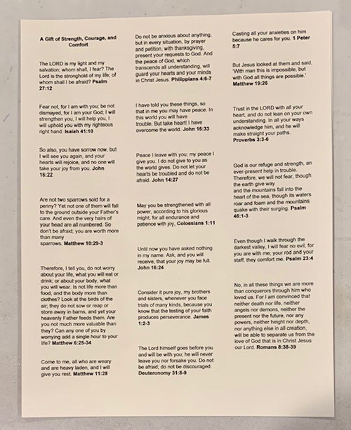 Scripture Verses Related to Strength Courage and Comfort. 50-VERSES- SINGLE SPACED