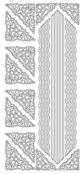 JEJE Peel Sticker- Floral Triangles / Waving Lines 599 SILVER