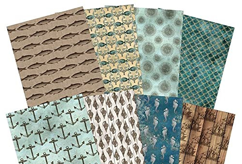 Hunkydory Crafts Adorable Scorable Pattern Pack - Sea Shanty-24 A4 Sheets 350gsm