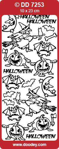 DOODEY DD7253 BLACK Halloween Witch Peel Stickers One 9x4 Sheet