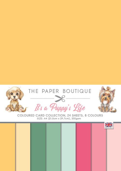 The Paper Boutique- It's a Puppy's Life- A4 Coloured Card Collection- 24 sheets, 8 colors