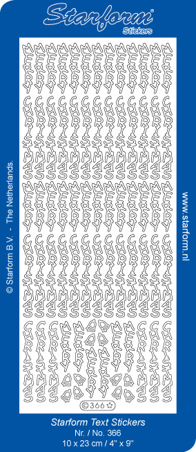 Starform Stickers Vertical Merry Christmas N366 Silver