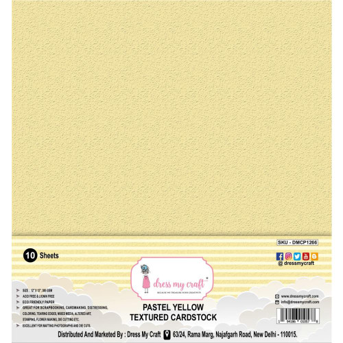 Dress My Craft Textured Cardstock 300gsm Yellow 12"X12" 10/Pkg
