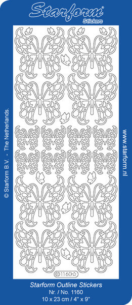 Starform ASIAN BUTTERFLIES 1160 SILVER Peel Stickers OUTLINE ORIENTAL