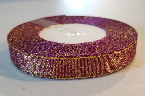 25 yd Metallic Glitter Ribbon 5/8"- Plum