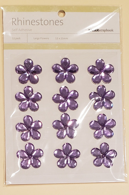 Kaisercraft Self Adhesive Lilac Flower Rhinestones, 12 Per Pack