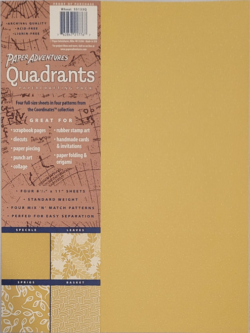Paper Adventures Quadrants 4pgs 8 1/2 x11 in coordinating patterns Wheat