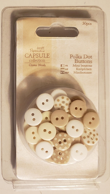 Papermania Oyster Blush Polka Dot Buttons 1/2-inch 30pcs