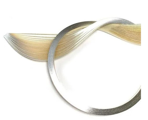 Quilled Creations 1/8" Gilded Quilling Paper - 30 Silver Edge on Ivory Quilling Paper