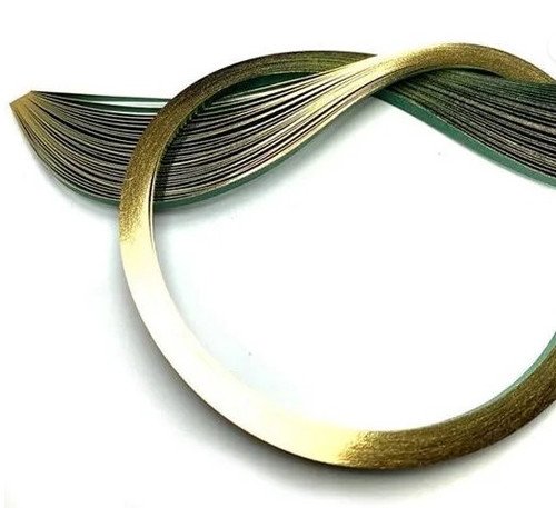 Quilled Creations 1/8" Gilded Quilling Paper - 30 Gold Edge on Leaf Green Quilling Paper