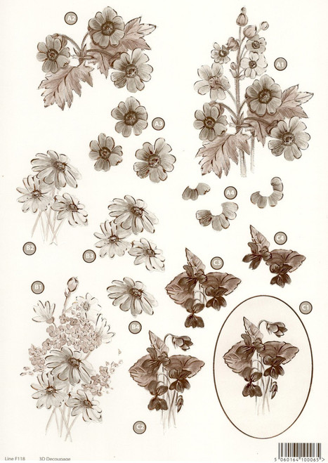 Copper Foil Accented flowers 3-D pushouts F118