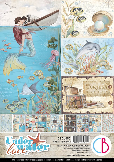 Ciao Bella A4 Creative Pad- 9 Double-sided papers- Underwater Love