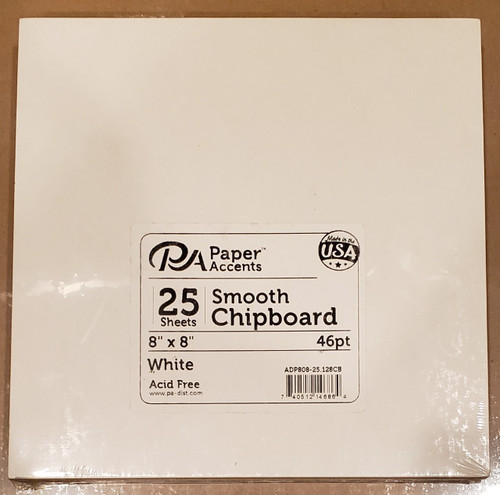 Paper Accents- Smooth Chipboard 8"x8" 46pt- 25 sheets White