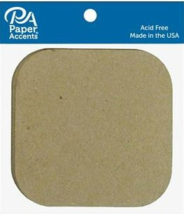Paper Accents- Chipboard Shapes- Square w/ Round Corners- Kraft 8pc
