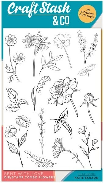 Craft Stash & Co by Katie Skilton- Sent with Love- Die/Stamp Combo Flowers