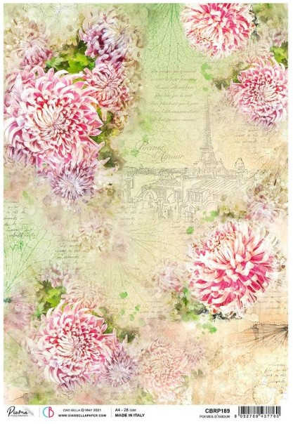 Ciao Bella Paper crafting Rice Paper Poemes d'Amour CBRP189