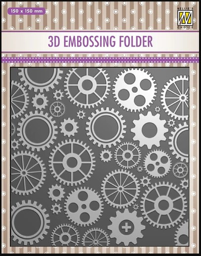 Nellie's Choice 3D Embossing Folder - Cogwheels