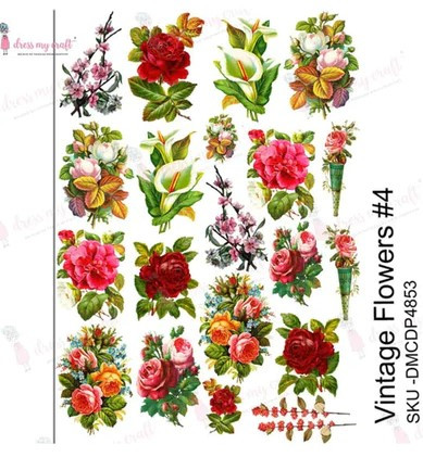 Dress My Craft Transfer Me- Vintage Flowers #4