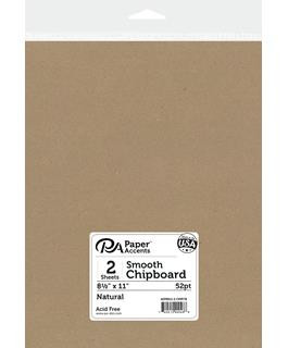 Paper Accents- Smooth Chipboard 8.5"x11" 32pt- 2 sheets Natural