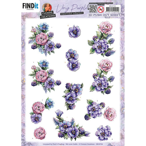 Find it Trading- Yvonne Creations- Very Purple Watercolor Collection- Blackberries SB10724