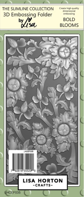 Lisa Horton Crafts- 3D Embossing Folder by Lisa- Slimline Collection- Bold Blooms