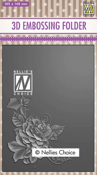 Nellie's Choice 3D Embossing Folder - Rose Corner 2