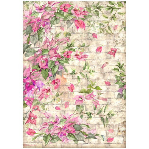 Stamperia A4 Decoupage Rice Paper - Blue Dream- Bougainvillea
