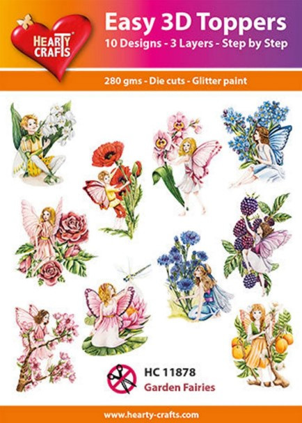 Hearty Crafts- Easy 3D Toppers- 10 designs- Garden Faries