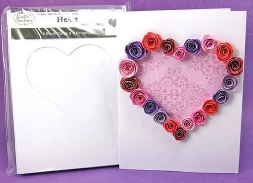Quilled Creations 6 Heart shaped tri-fold cards and envelopes