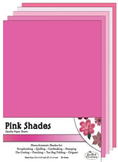 Quilled Creations 8.5x5.5 in Quilling Coordinating Sheets- 20 Pink Shades