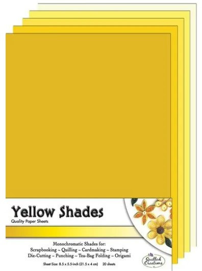 Quilled Creations 8.5x5.5 in Quilling Coordinating Sheets- 20 Yellow Shades