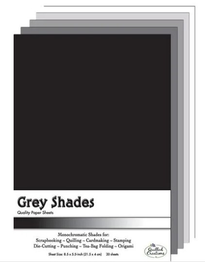 Quilled Creations 8.5x5.5 in Quilling Coordinating Sheets- 20 Grey Shades