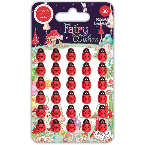 Craft Consortium Fairy Wishes- Wooden Ladybirds- 30