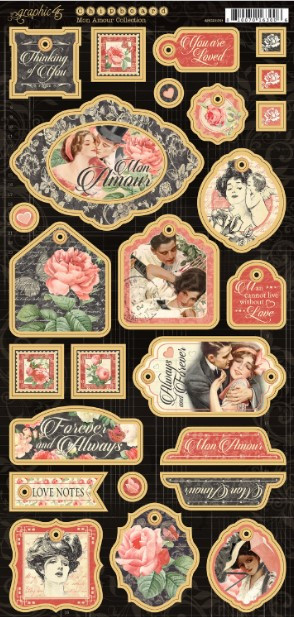 Graphic 45 Chipboard 6X12- Mon Amour