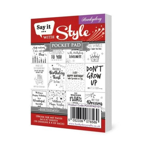 Hunkydory Crafts- Say it With Style Pocket Pad- Birthdays