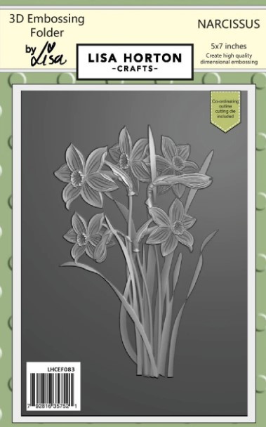 Lisa Horton Crafts- 3D Embossing Folder & 1 outline Die by Lisa- 5"x7"- Narcissus