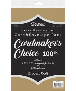 Paper Accents Extra Heavy Weight Grocers Kraft Cards 100lb A2 Cards with Envelopes