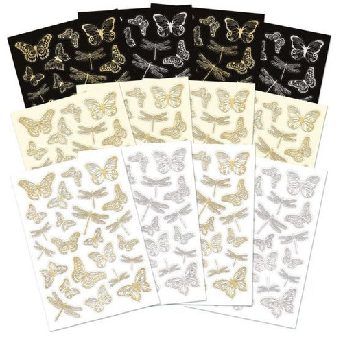 Hunkydory Crafts Stickables Die-Cut Self-Adhesive Butterflies & Dragonflies - Essential Colours