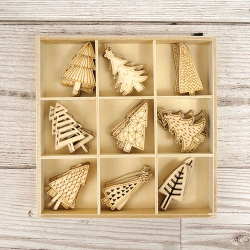 Hunkydory Embellishments Laser Cut Wooden Shapes 45/Pkg- Christmas Trees