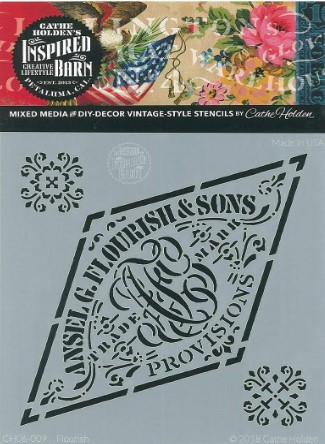 Cathe Holden's Inspired Barn 6x6 Stencil- Flourish