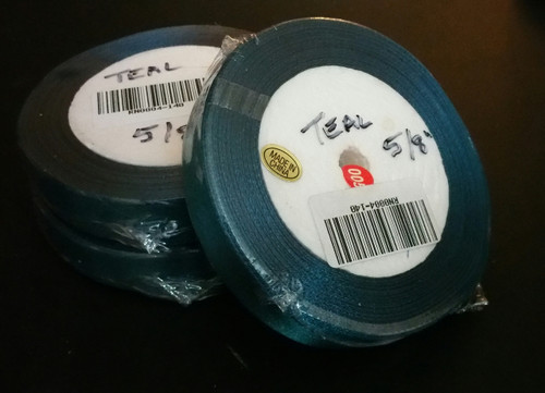 25 yd Satin Ribbon 5/8" TEAL 25-yards RN0004-40