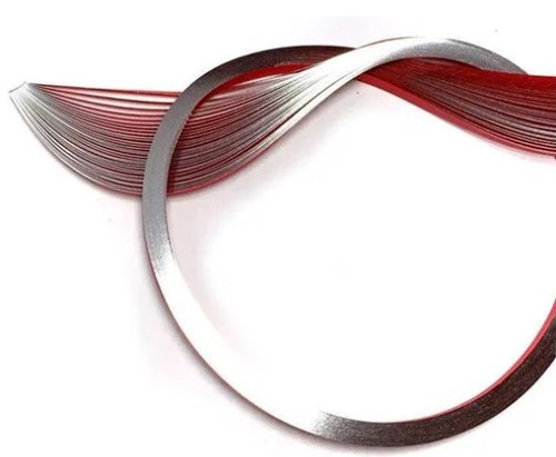 Quilled Creations 1/8" Gilded Quilling Paper - 30 Silver Edge on Red Quilling Paper