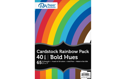 Paper Accents 5x7 Cardstock Rainbow Pack - 40pc- Bold Hues