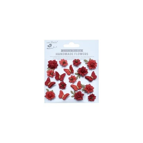Little Birdie Crafts- Handmade Flowers- Cloria- Scarlet Blend 18pc